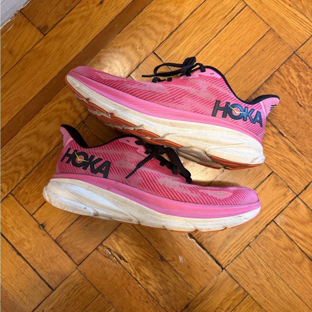 Hoka Pink and Black Women's Running Sneakers